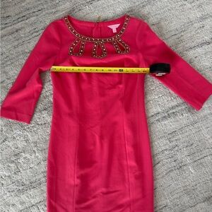 Lilly Pulitzer Bronte Sheath Dress Embellished Bateau Watermelon Pink sz 6